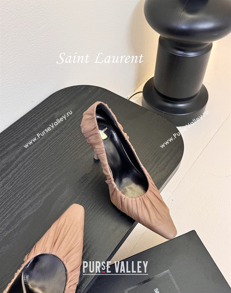 Saint Laurent Mesh Covered High Heel Pumps 11cm Taupe 2025 (MD-250424026)