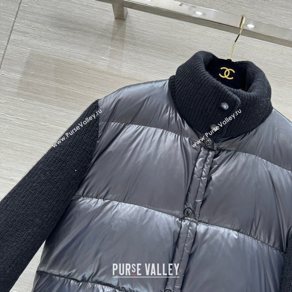 Moncler Knit and Down Jacket Black 2024 1219 (QI-241219036)