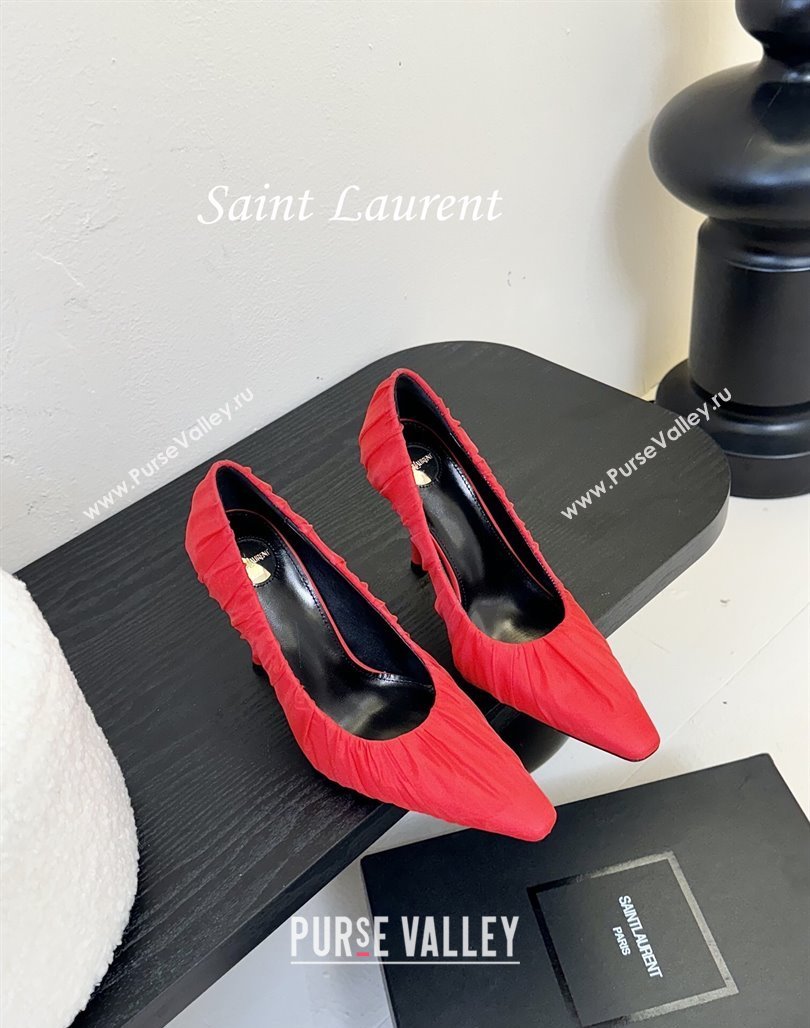 Saint Laurent Mesh Covered High Heel Pumps 11cm Red 2025 (MD-250424027)