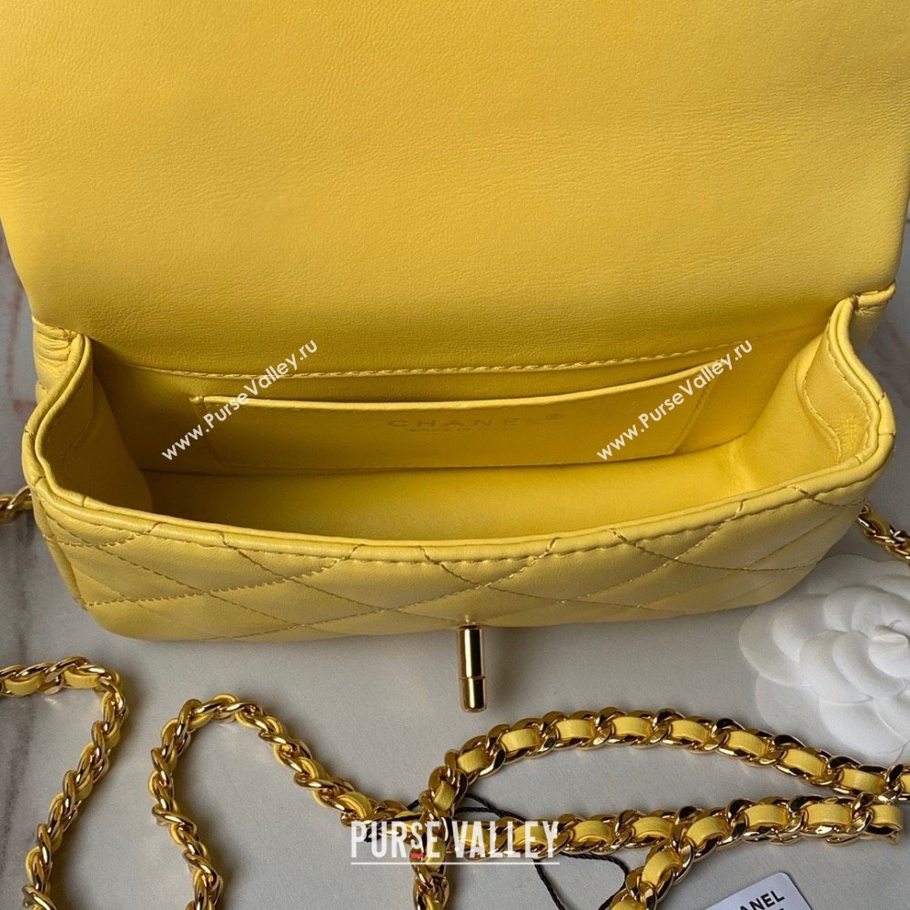 Chanel Mini Flap Bag with Top Handle AS4847 Yellow 2024 (YEZI-24051304)