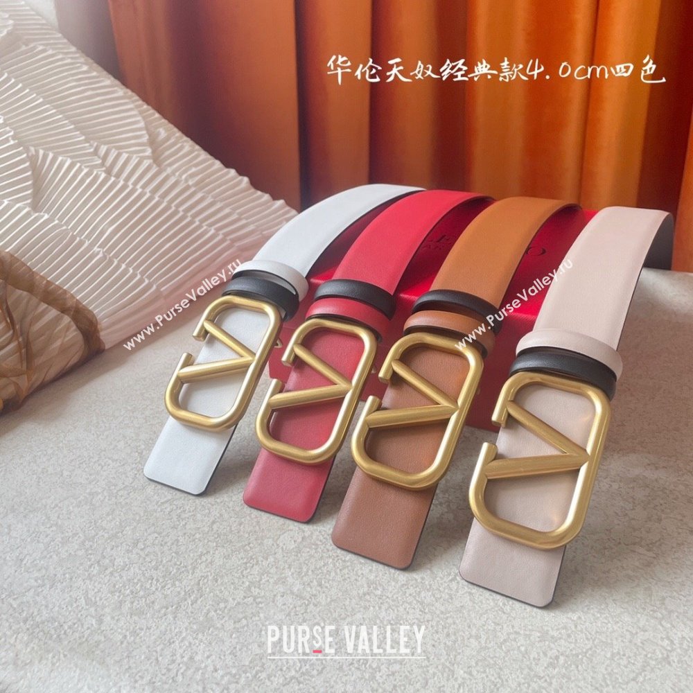 Valentino Reversible Smooth Calfskin Belt 4cm V120602 Brown/Black 2024 (YANG-24120601)