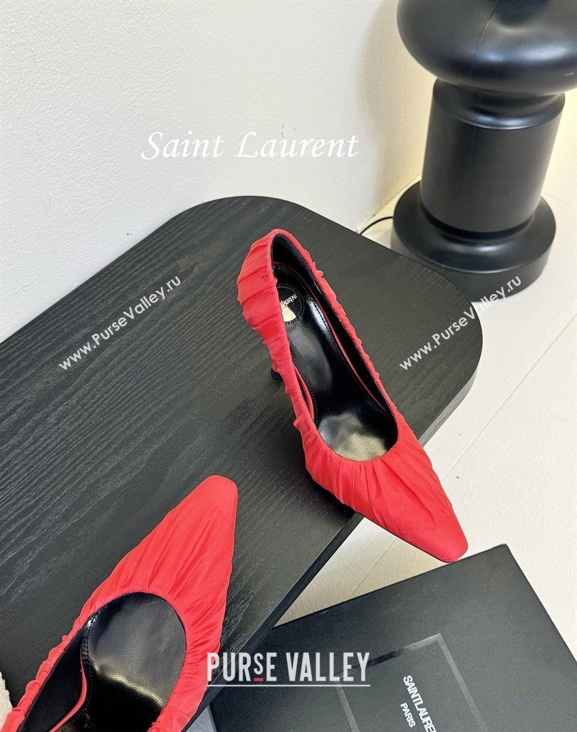 Saint Laurent Mesh Covered High Heel Pumps 11cm Red 2025 (MD-250424027)