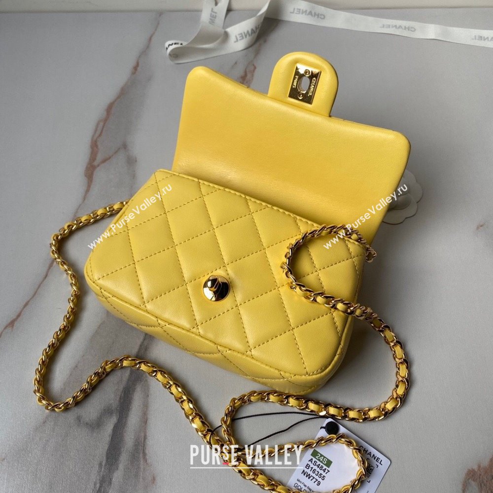 Chanel Mini Flap Bag with Top Handle AS4847 Yellow 2024 (YEZI-24051304)