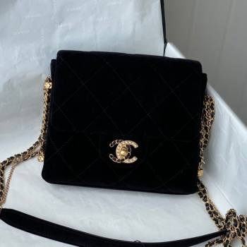 Chanel Velvet Chain Mini Square Flap Bag AS2588 Black 2021 (SM-21082714)