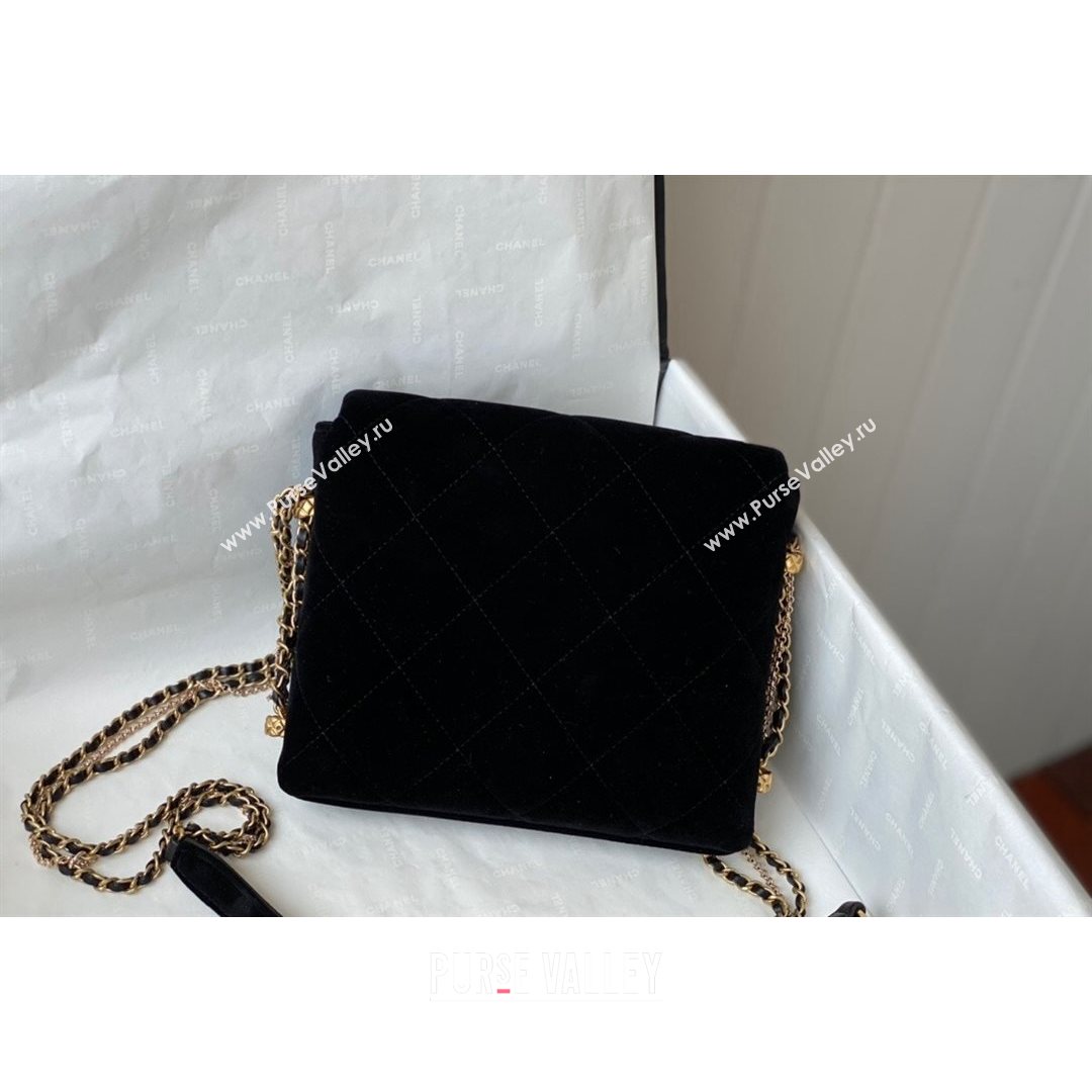 Chanel Velvet Chain Mini Square Flap Bag AS2588 Black 2021 (SM-21082714)