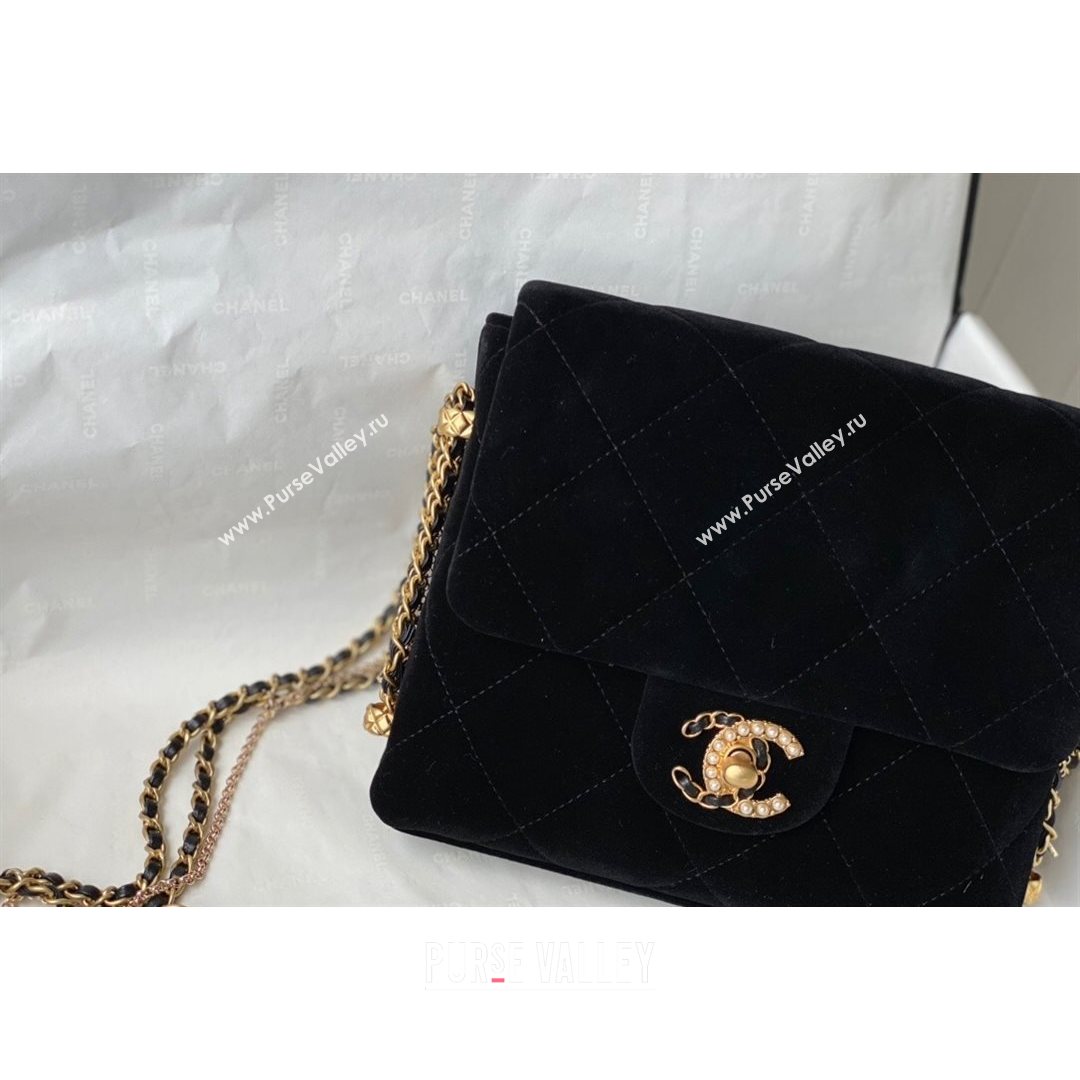 Chanel Velvet Chain Mini Square Flap Bag AS2588 Black 2021 (SM-21082714)