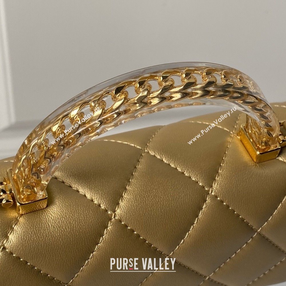 Chanel Mini Flap Bag with Top Handle AS4847 Gold 2024 (YEZI-24051305)