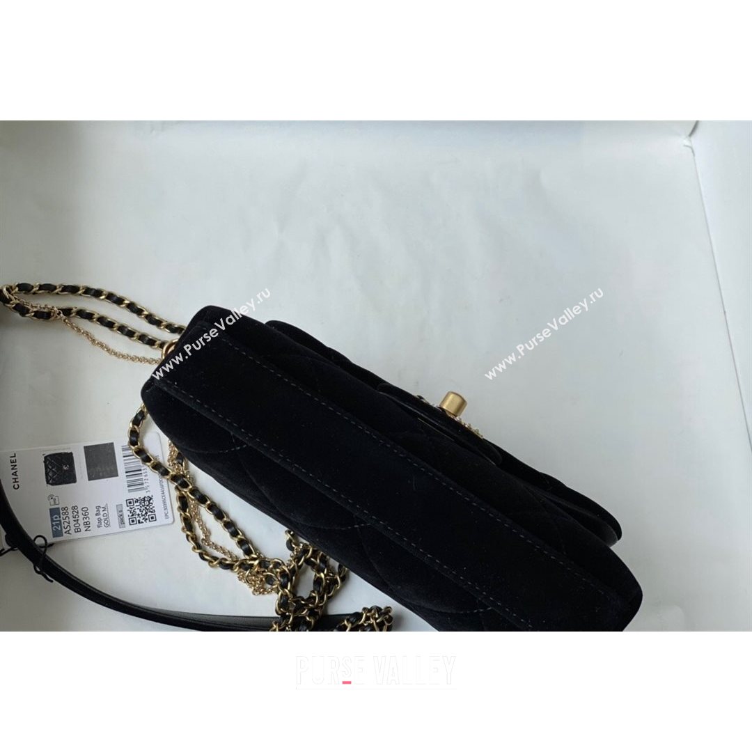 Chanel Velvet Chain Mini Square Flap Bag AS2588 Black 2021 (SM-21082714)