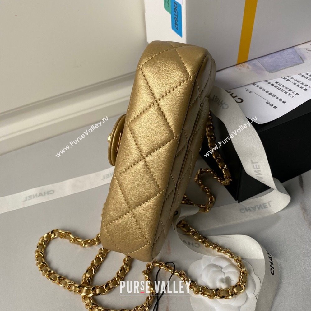Chanel Mini Flap Bag with Top Handle AS4847 Gold 2024 (YEZI-24051305)