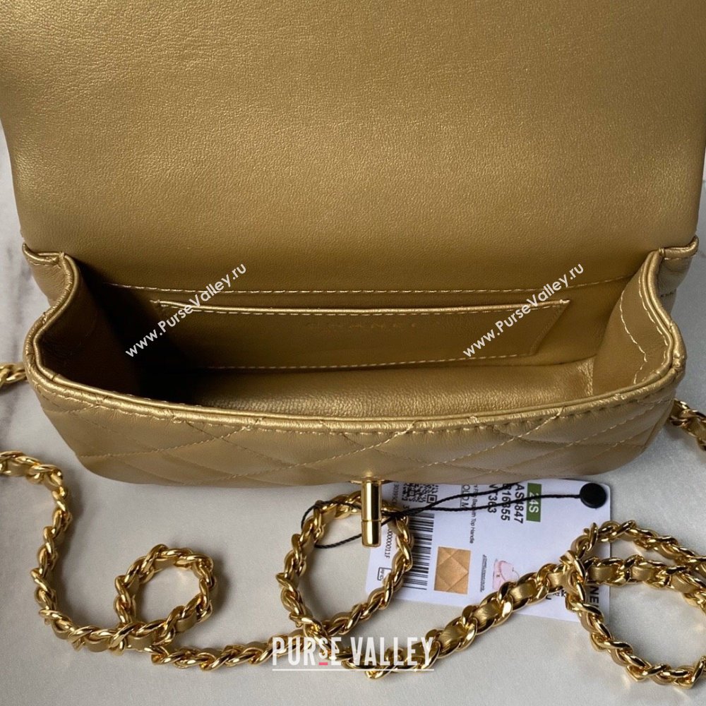 Chanel Mini Flap Bag with Top Handle AS4847 Gold 2024 (YEZI-24051305)