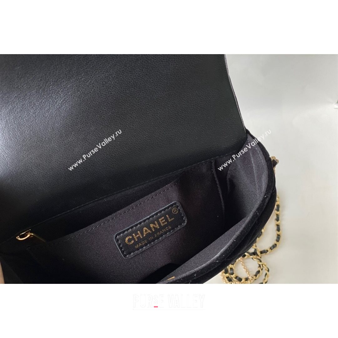 Chanel Velvet Chain Mini Square Flap Bag AS2588 Black 2021 (SM-21082714)