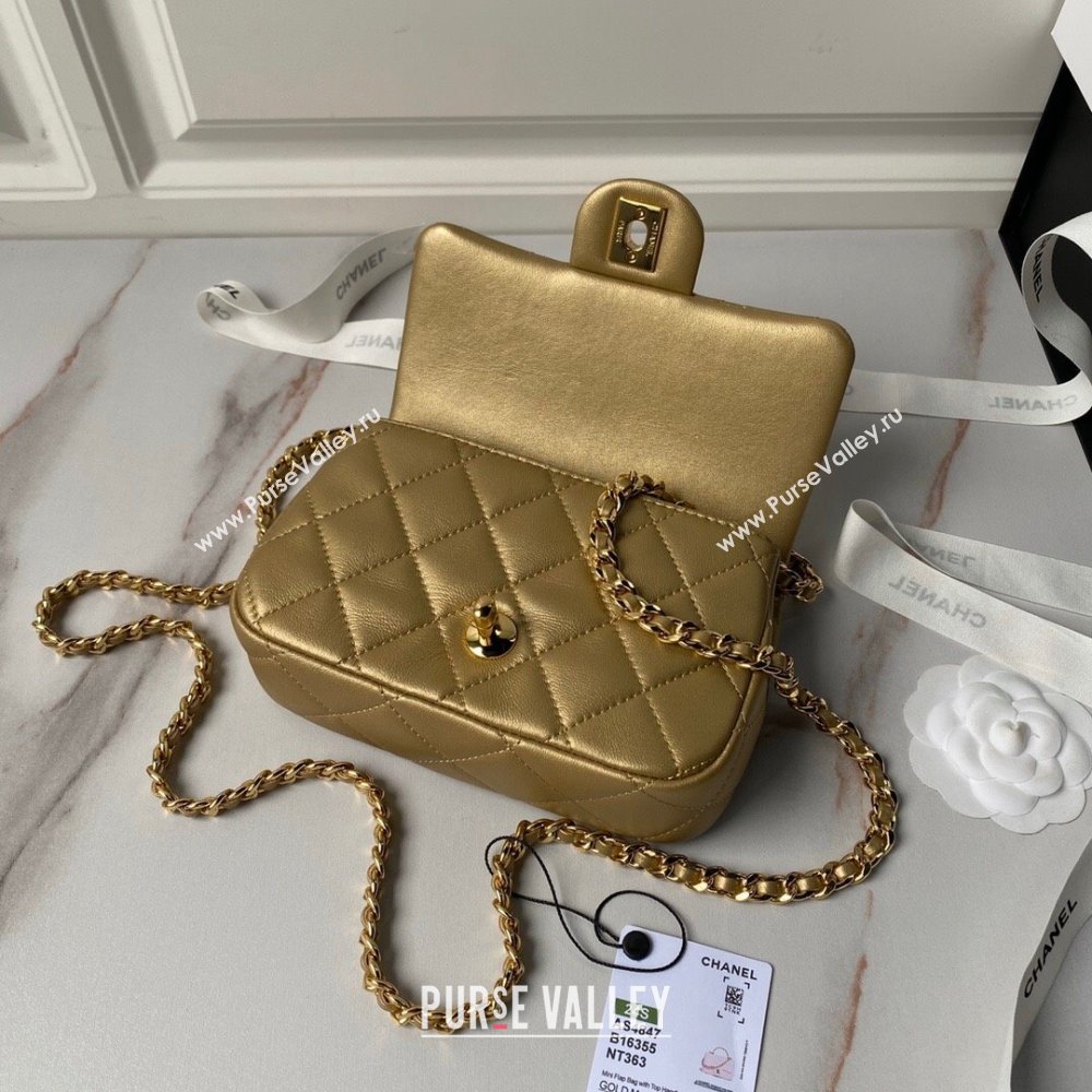 Chanel Mini Flap Bag with Top Handle AS4847 Gold 2024 (YEZI-24051305)