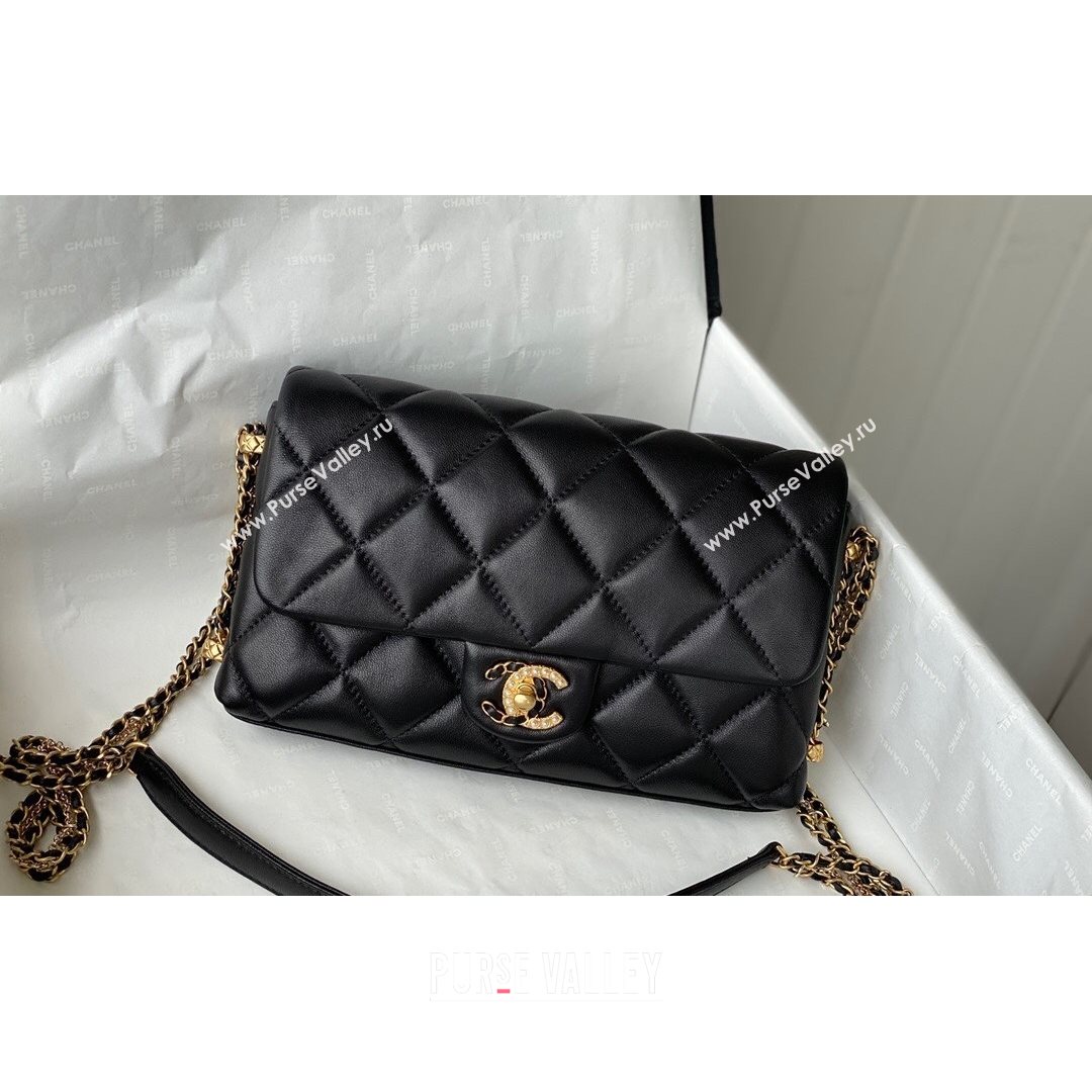 Chanel Lambskin Chain Medium Flap Bag AS2563 Black 2021 (SM-21082716)