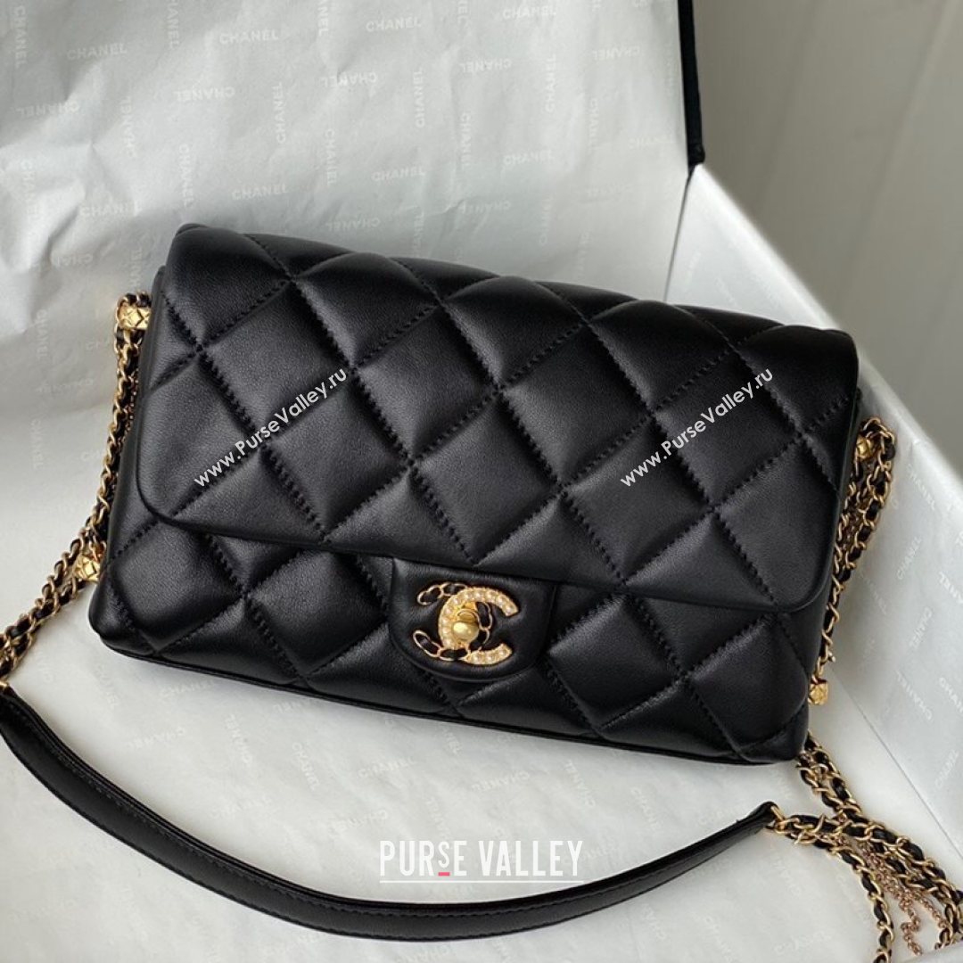 Chanel Lambskin Chain Medium Flap Bag AS2563 Black 2021 (SM-21082716)