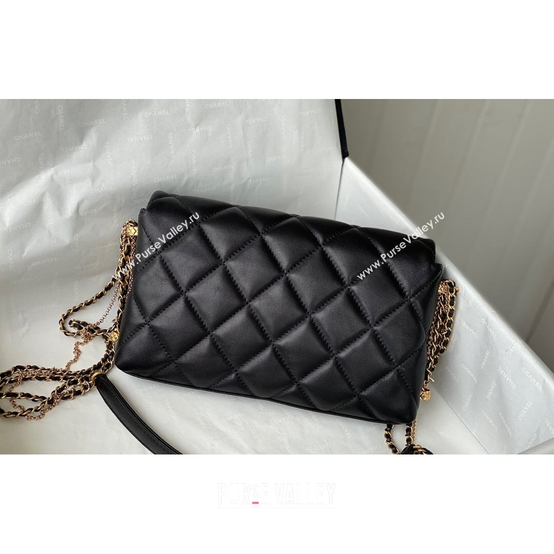 Chanel Lambskin Chain Medium Flap Bag AS2563 Black 2021 (SM-21082716)