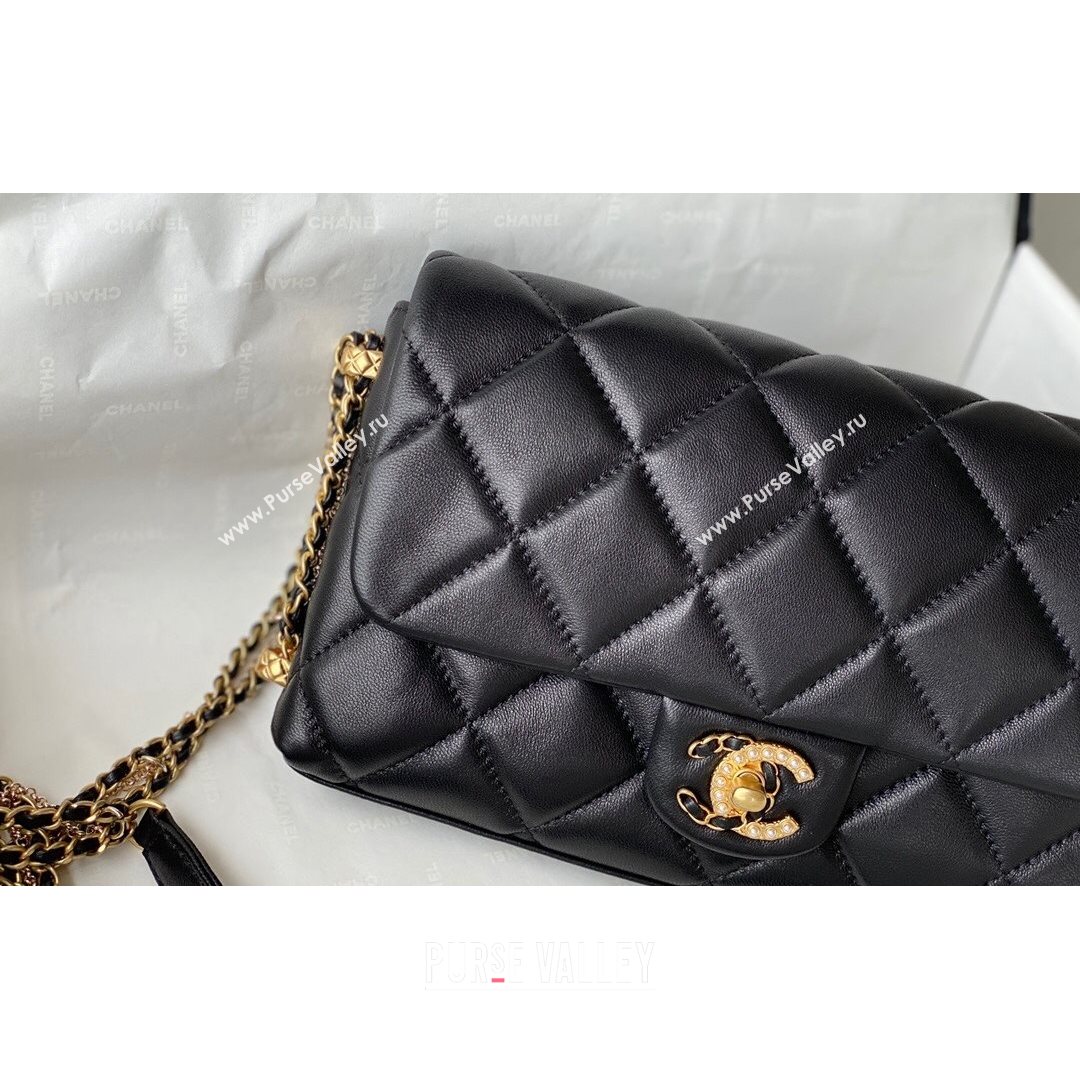 Chanel Lambskin Chain Medium Flap Bag AS2563 Black 2021 (SM-21082716)