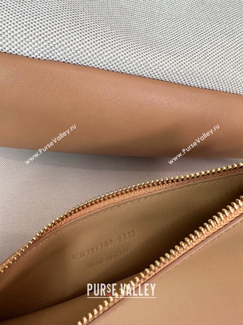 Saint Laurent LE 5 À 7 Soft Small Hobo Bag in Canvas and Leather 713938 Brown 2024 Top (HONGS-24051306)