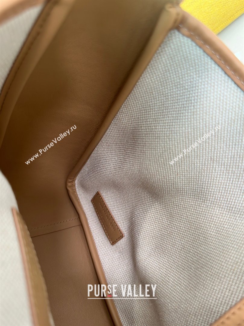 Saint Laurent LE 5 À 7 Soft Small Hobo Bag in Canvas and Leather 713938 Brown 2024 Top (HONGS-24051306)