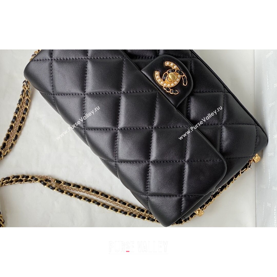 Chanel Lambskin Chain Medium Flap Bag AS2563 Black 2021 (SM-21082716)