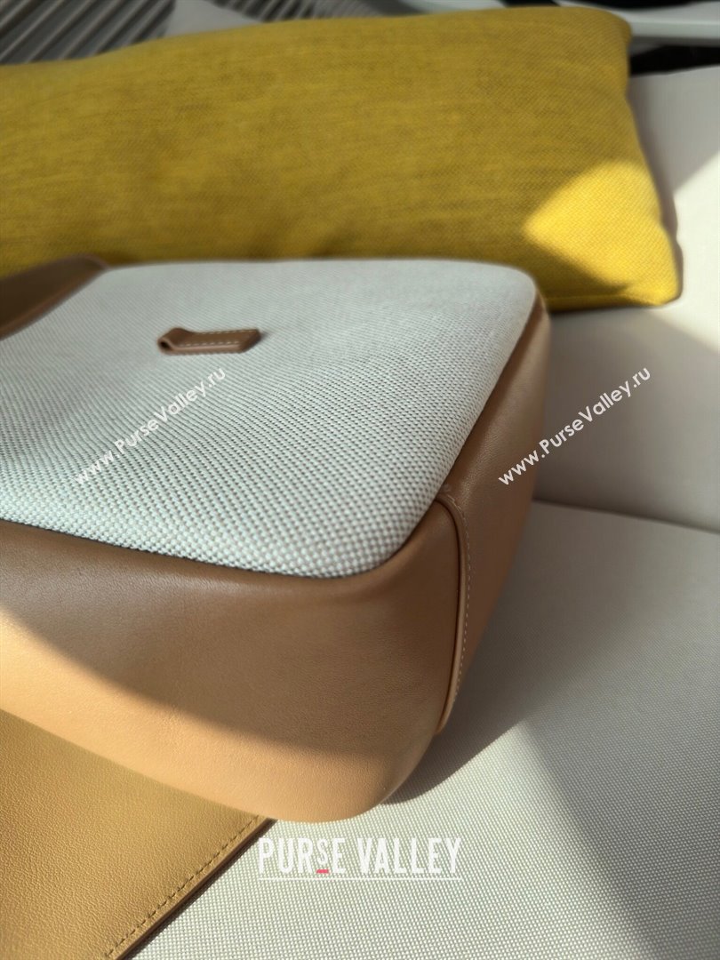 Saint Laurent LE 5 À 7 Soft Small Hobo Bag in Canvas and Leather 713938 Brown 2024 Top (HONGS-24051306)