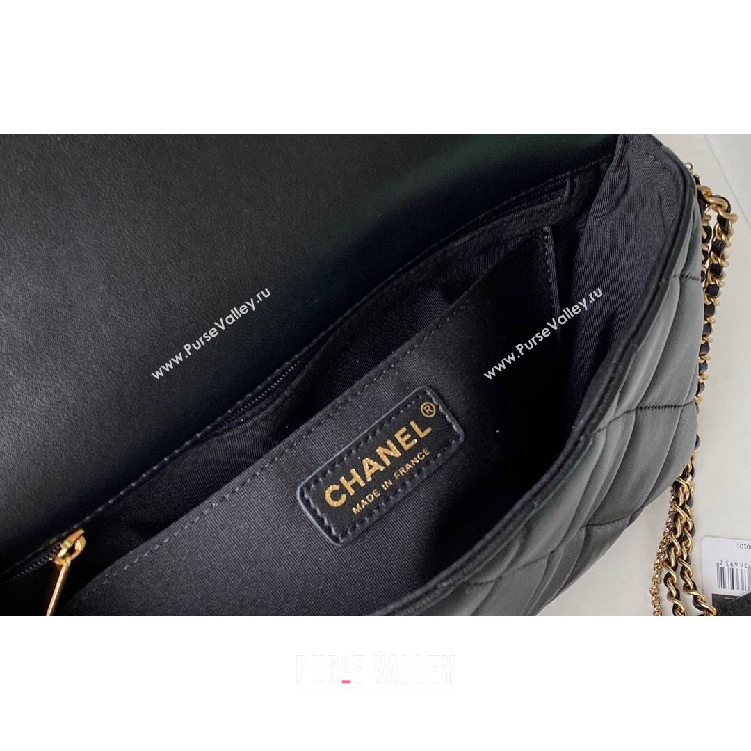 Chanel Lambskin Chain Medium Flap Bag AS2563 Black 2021 (SM-21082716)