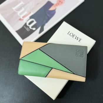 Loewe Puzzle Long Wallet Grey/Green/Beige 2024 (HY-24032112)