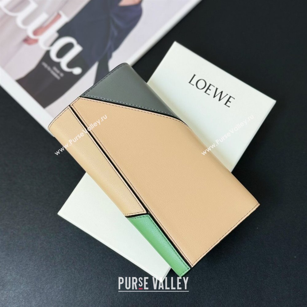 Loewe Puzzle Long Wallet Grey/Green/Beige 2024 (HY-24032112)