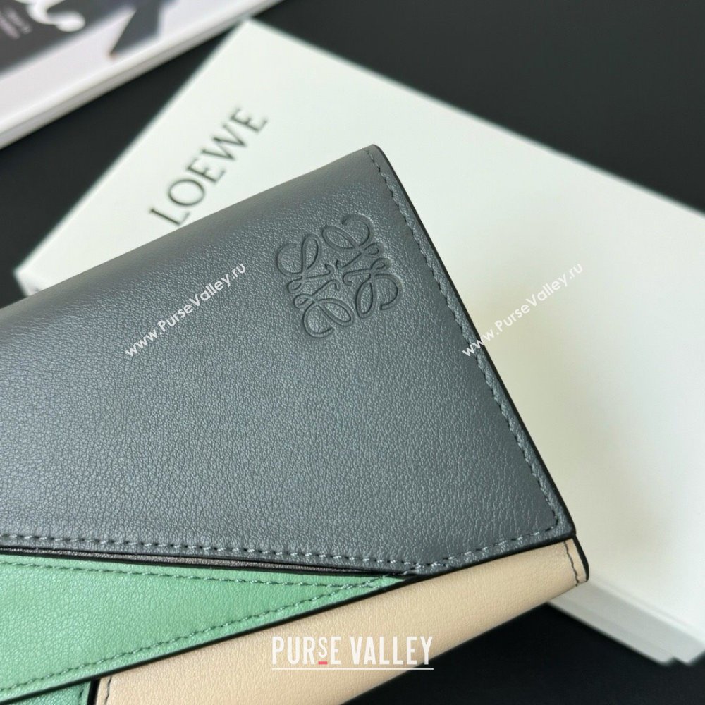 Loewe Puzzle Long Wallet Grey/Green/Beige 2024 (HY-24032112)