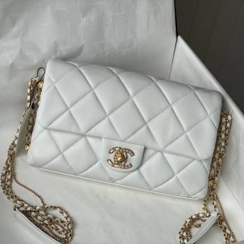 Chanel Lambskin Chain Medium Flap Bag AS2563 White 2021 (SM-21082717)