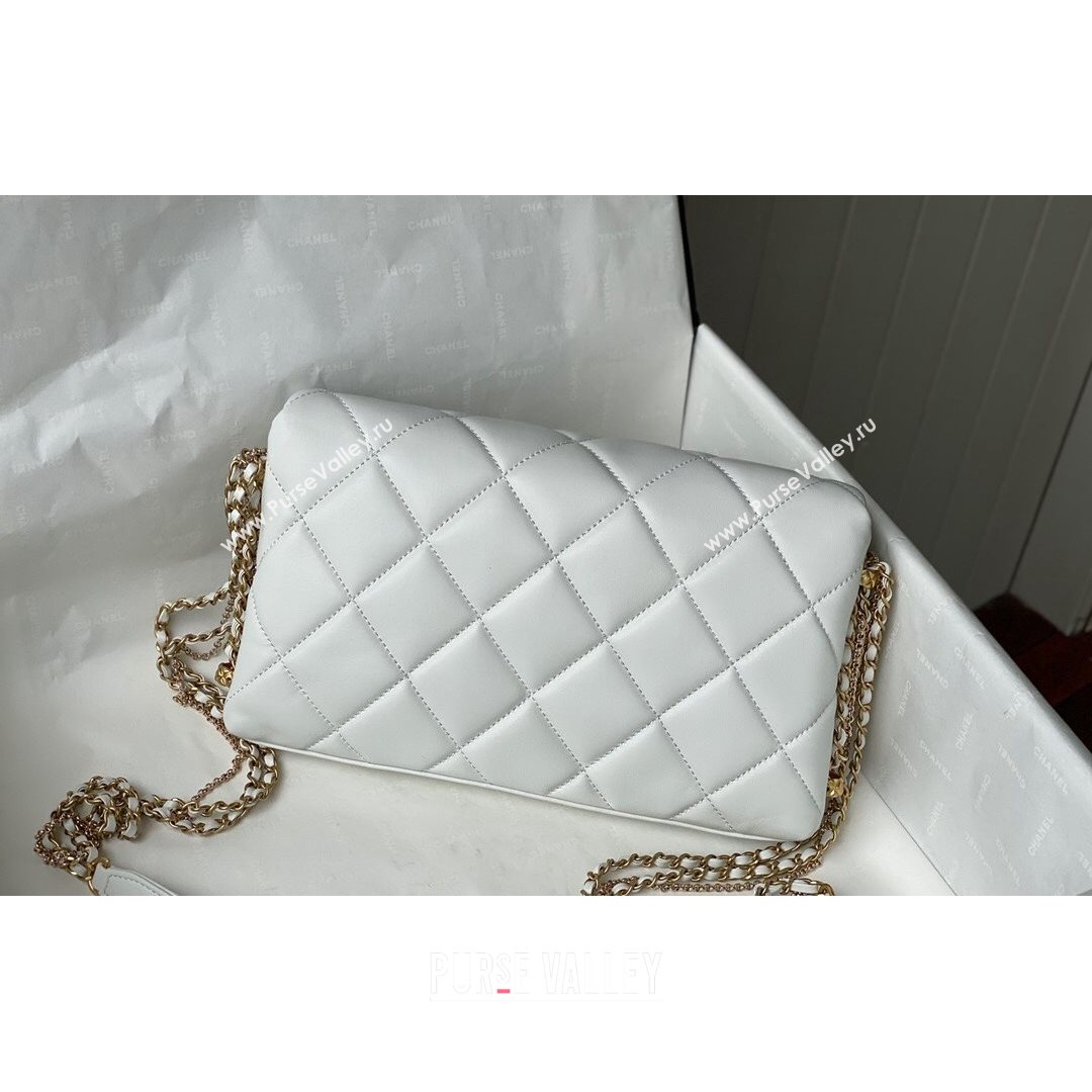 Chanel Lambskin Chain Medium Flap Bag AS2563 White 2021 (SM-21082717)