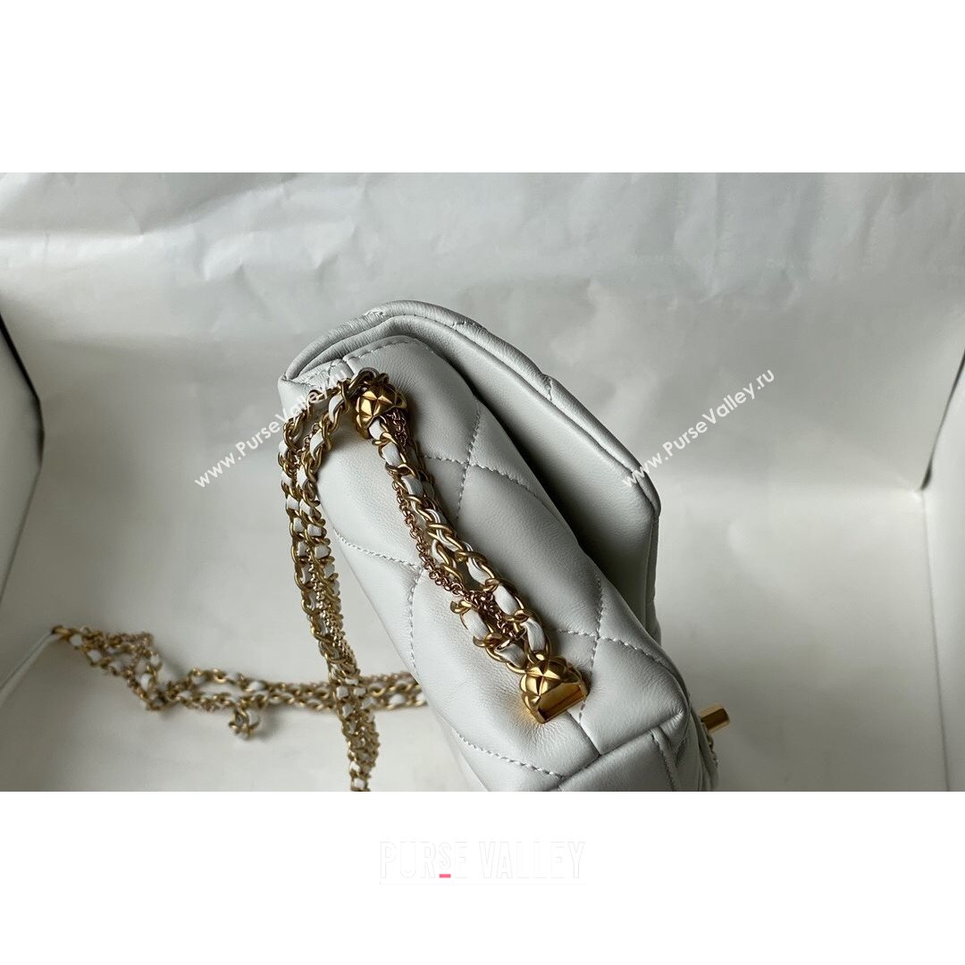 Chanel Lambskin Chain Medium Flap Bag AS2563 White 2021 (SM-21082717)