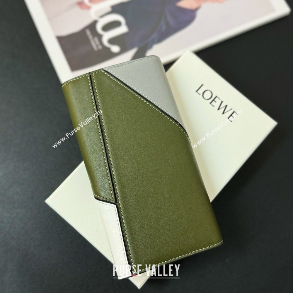 Loewe Puzzle Long Wallet Grey/Green/White 2024 (HY-24032113)