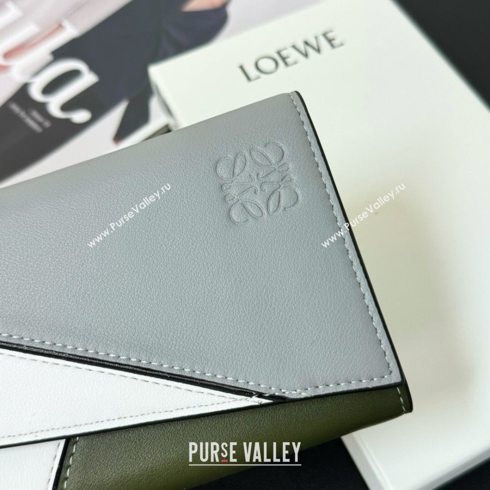 Loewe Puzzle Long Wallet Grey/Green/White 2024 (HY-24032113)