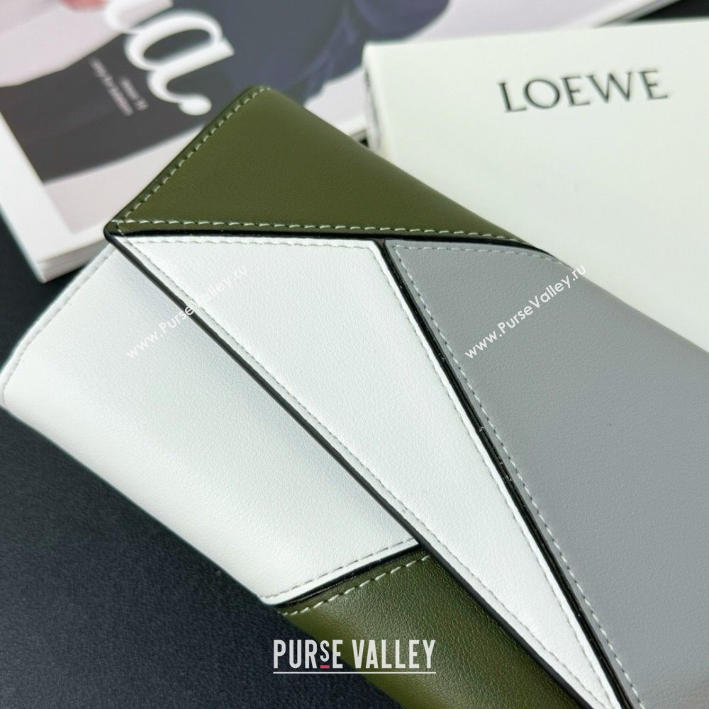 Loewe Puzzle Long Wallet Grey/Green/White 2024 (HY-24032113)