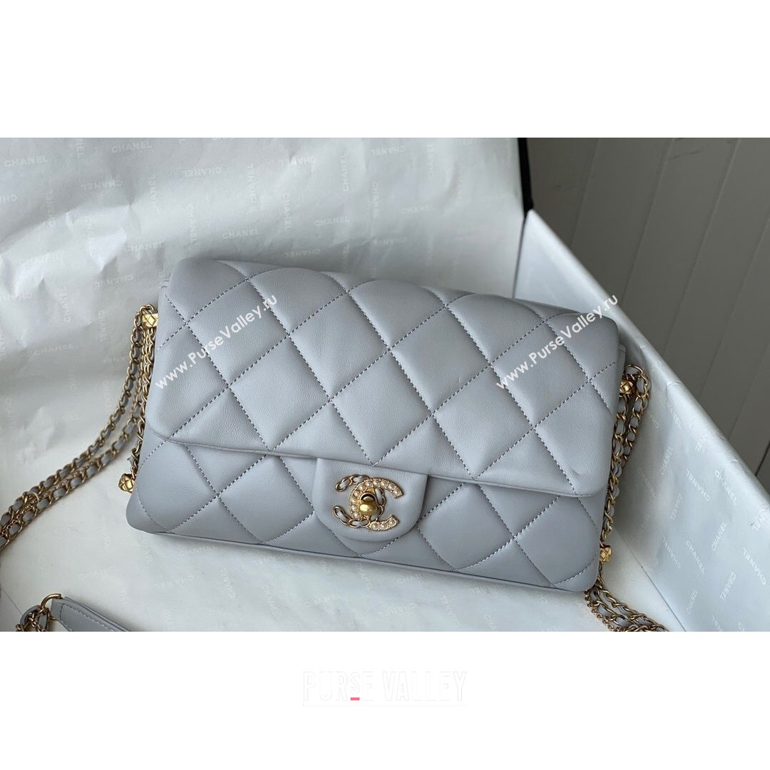 Chanel Lambskin Chain Medium Flap Bag AS2563 Gray 2021 (SM-21082718)