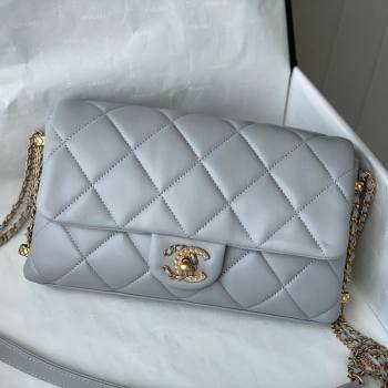 Chanel Lambskin Chain Medium Flap Bag AS2563 Gray 2021 (SM-21082718)