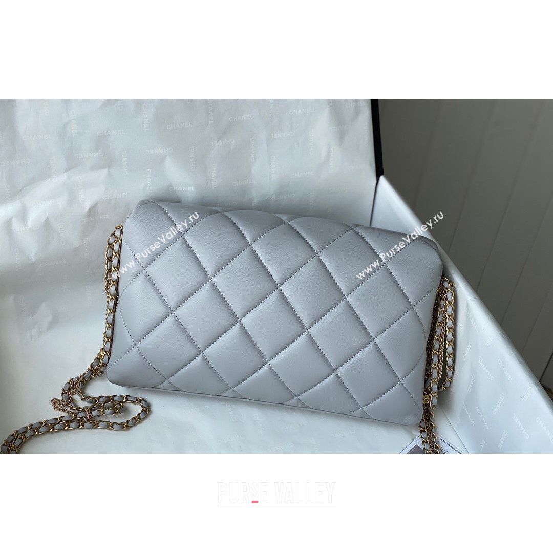 Chanel Lambskin Chain Medium Flap Bag AS2563 Gray 2021 (SM-21082718)