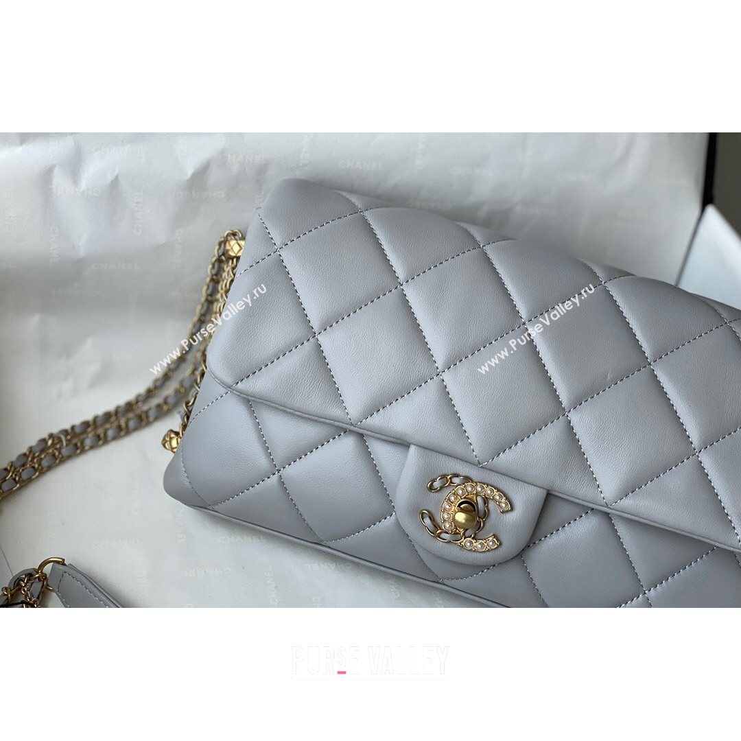Chanel Lambskin Chain Medium Flap Bag AS2563 Gray 2021 (SM-21082718)