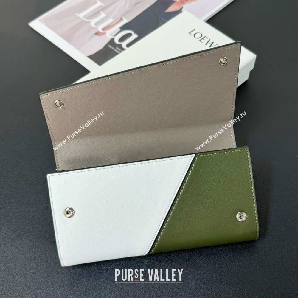 Loewe Puzzle Long Wallet Grey/Green/White 2024 (HY-24032113)