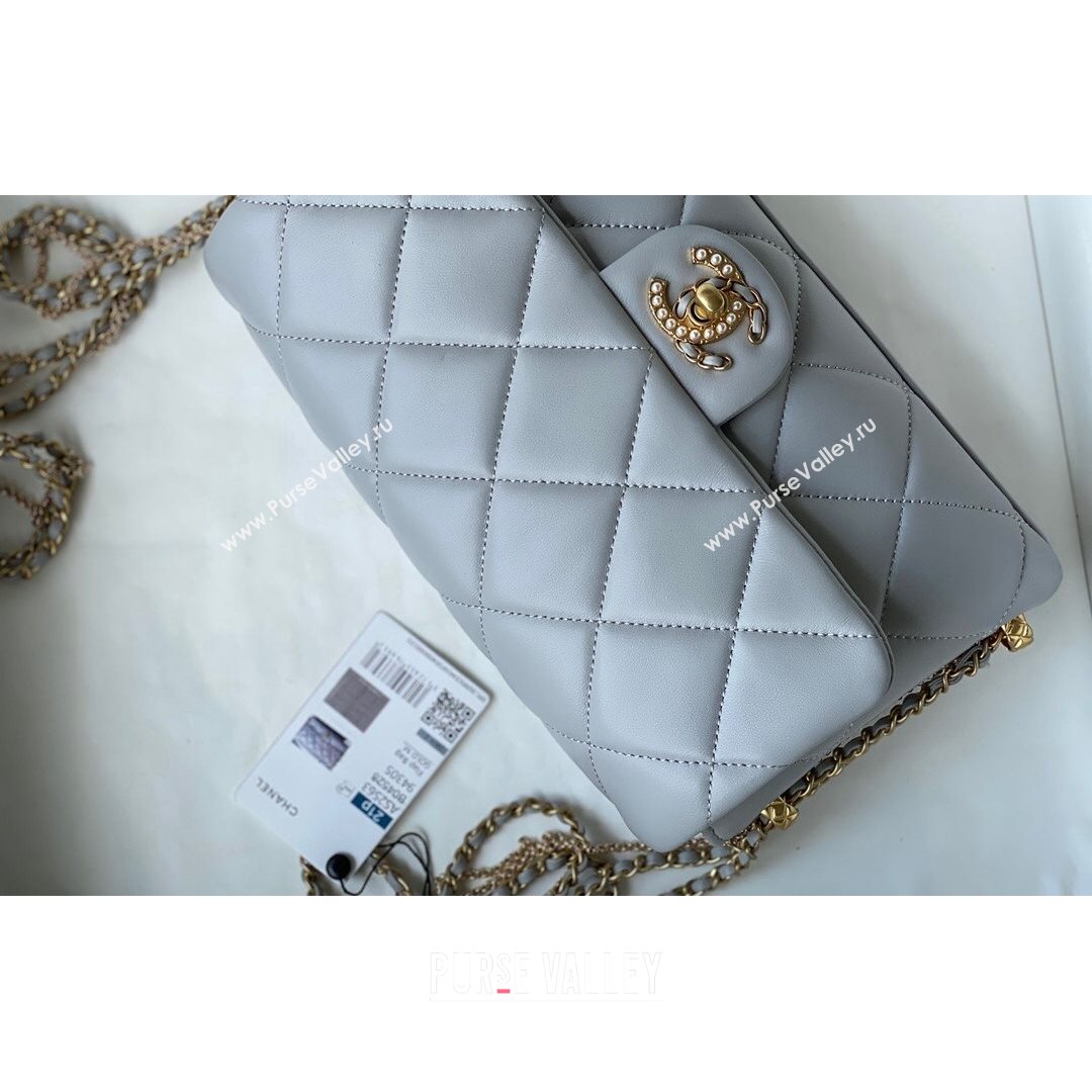 Chanel Lambskin Chain Medium Flap Bag AS2563 Gray 2021 (SM-21082718)