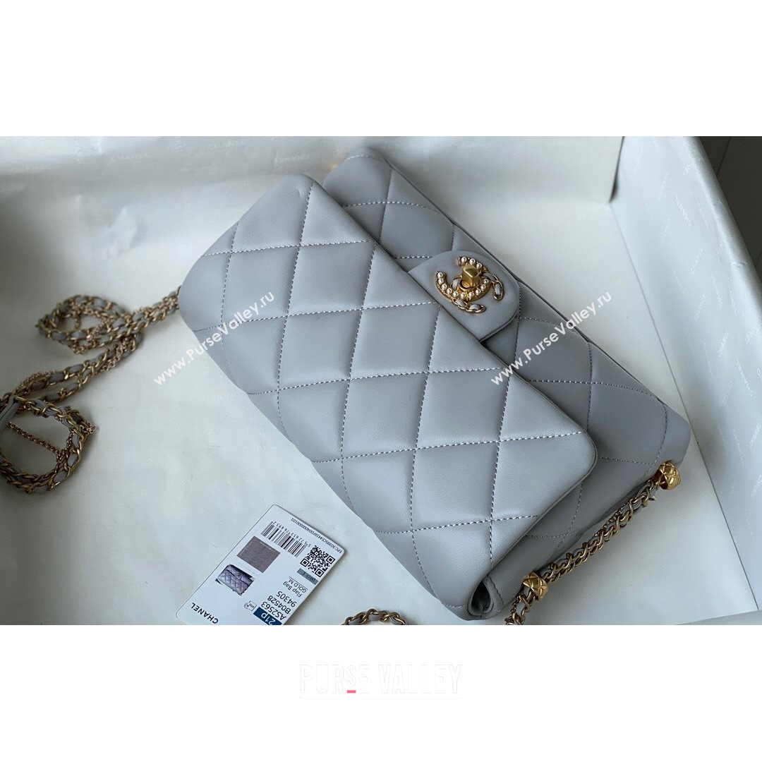 Chanel Lambskin Chain Medium Flap Bag AS2563 Gray 2021 (SM-21082718)
