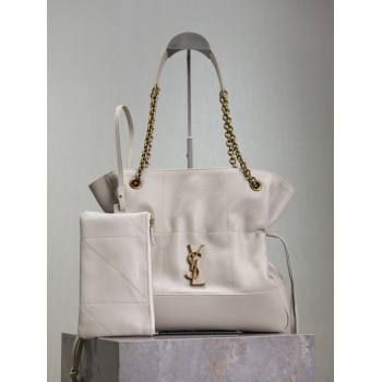 Saint Laurent Jamie Shopping Small Bag in Lambskin White 2025 833948 (YY-250802004)