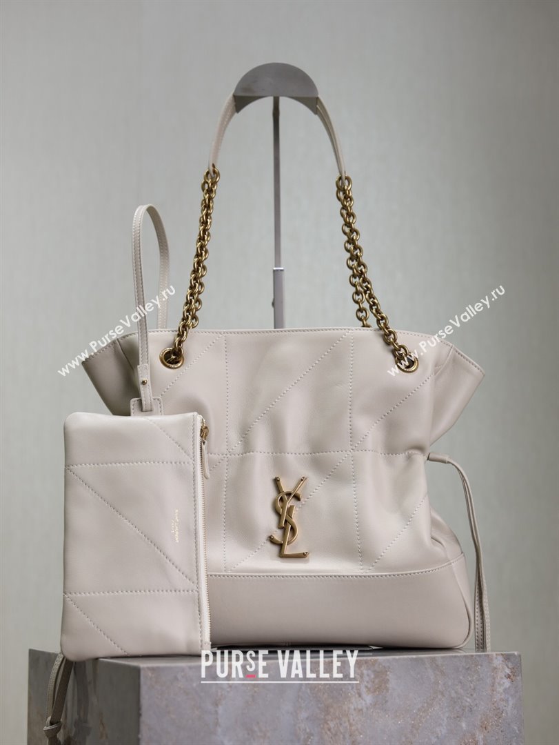 Saint Laurent Jamie Shopping Small Bag in Lambskin White 2025 833948 (YY-250802004)
