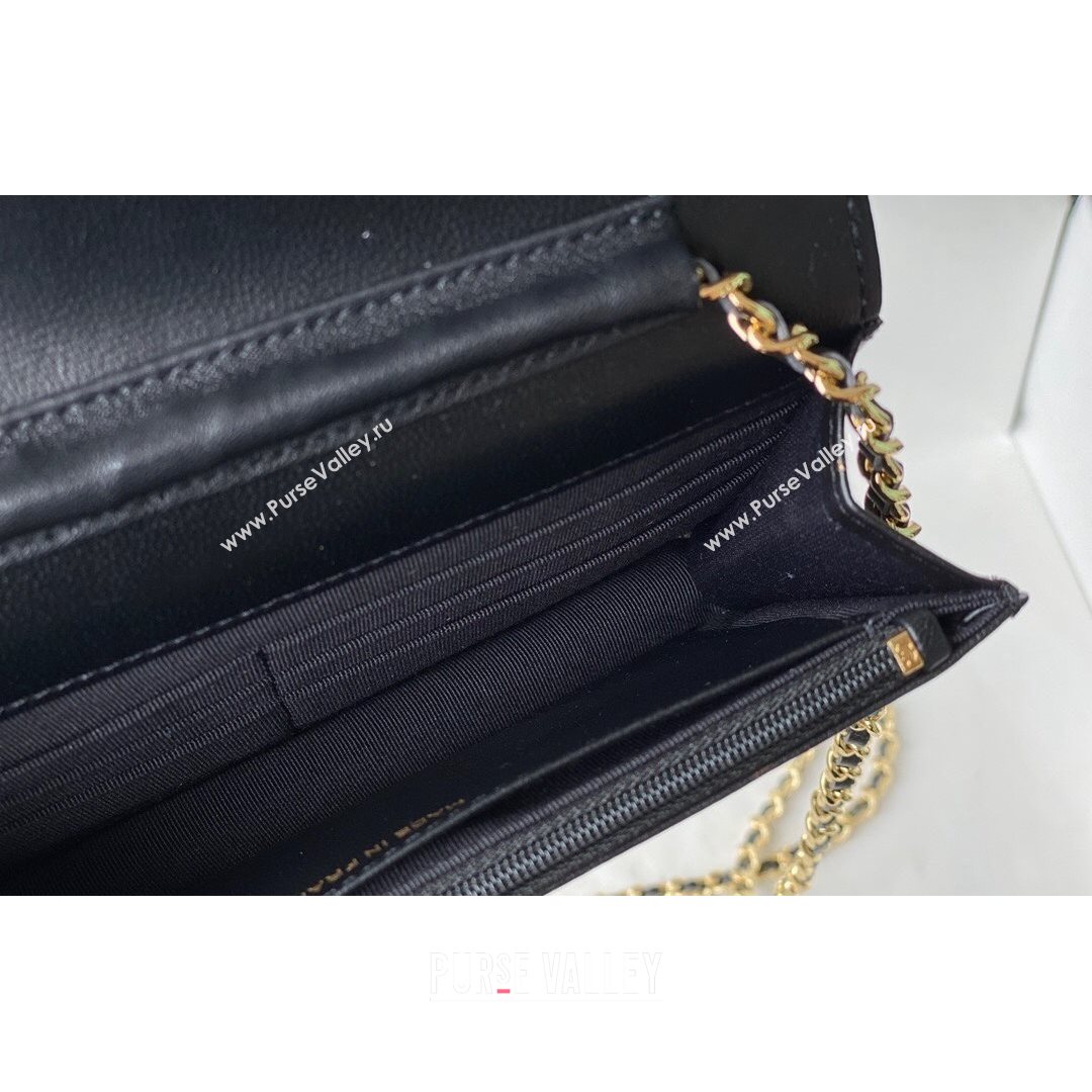 Chanel Print Crumpled Lambskin Wallet on Chain WOC AP3814 Black/Gold 2021 (SM-21082719)