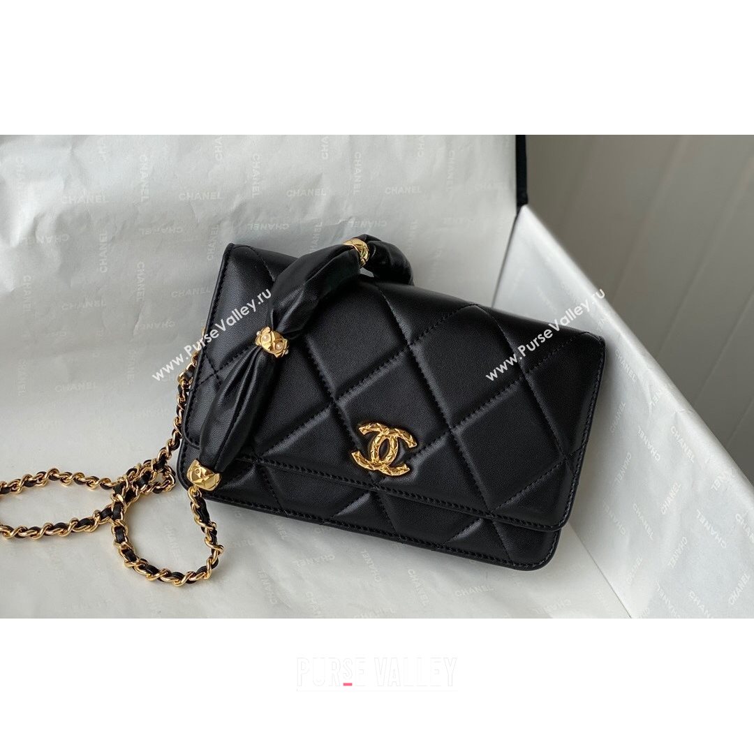 Chanel Lambskin Wallet on Chain WOC with Rings AP2236 Black 2021 TOP (SM-21082720)