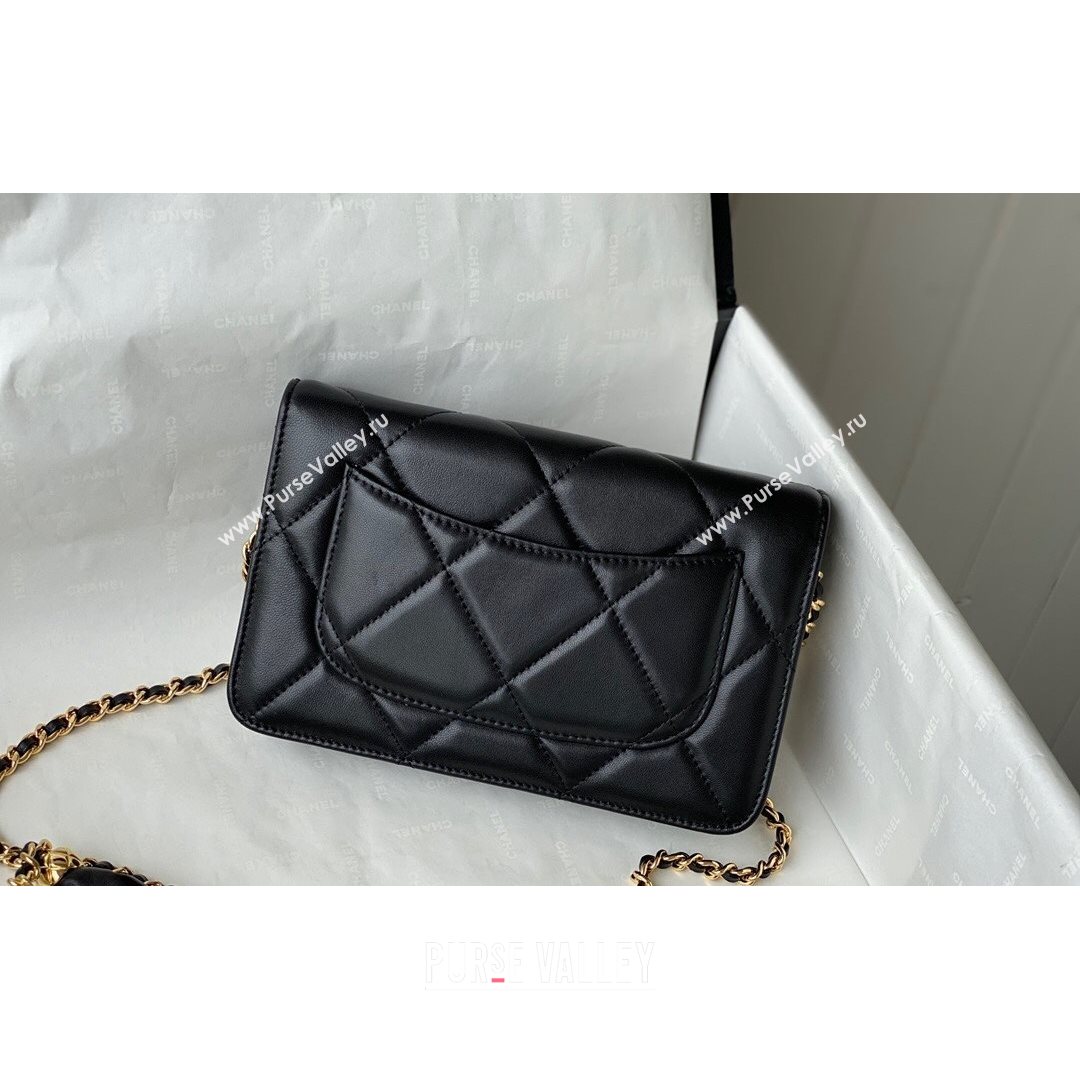 Chanel Lambskin Wallet on Chain WOC with Rings AP2236 Black 2021 TOP (SM-21082720)