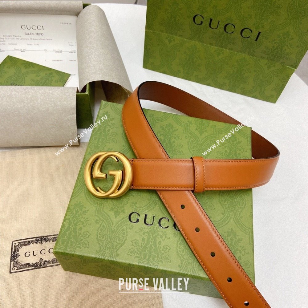 Gucci Smooth Calfskin Belt 3cm G120605 Brown 2024 (YANG-24120605)