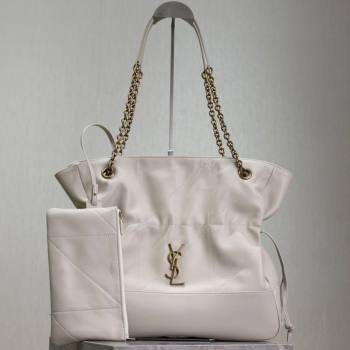 Saint Laurent Jamie Shopping Bag in Lambskin White 2025 809824 (YY-250802007)