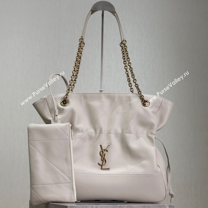 Saint Laurent Jamie Shopping Bag in Lambskin White 2025 809824 (YY-250802007)