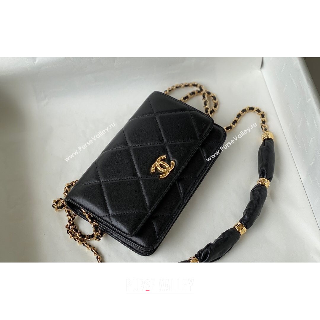 Chanel Lambskin Wallet on Chain WOC with Rings AP2236 Black 2021 TOP (SM-21082720)